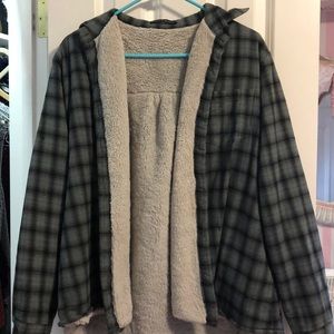 Brandy Melville plaid flannel with fur